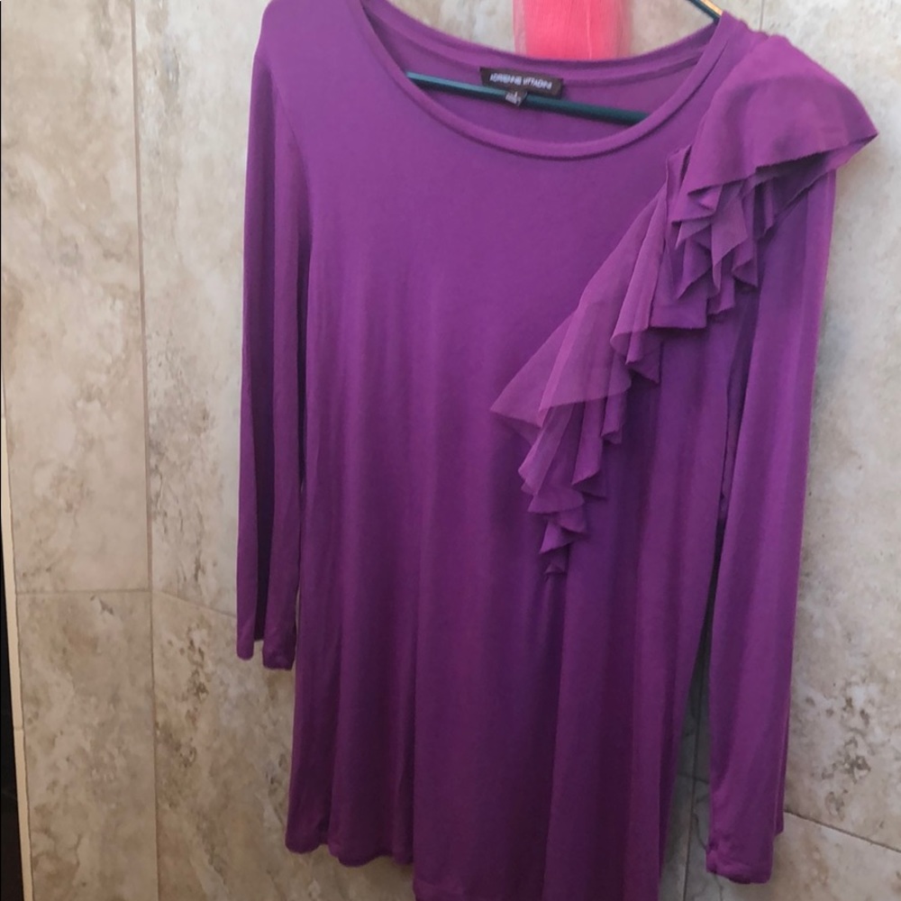 Adrienne Vittadini rayon/spandex with mesh trim